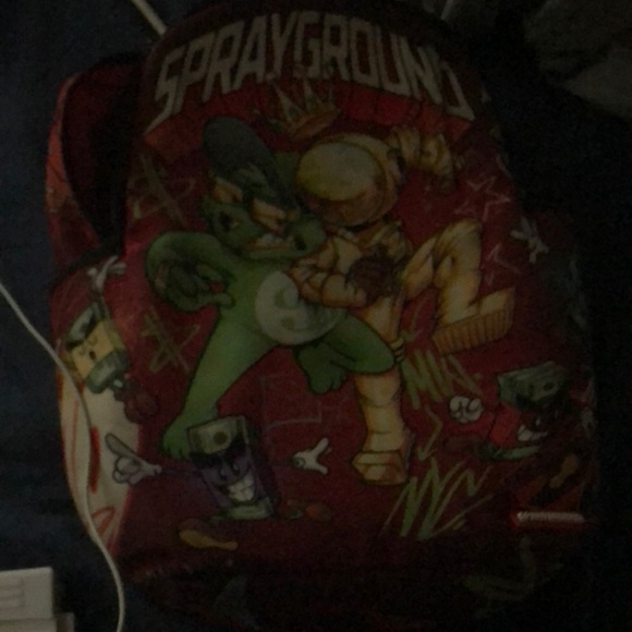 Sprayground Red and Green Character Backpack